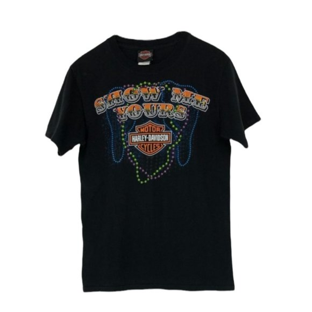 Harley Davidson Mardi‎ Gras New Orleans Louisiana black shirt sleeve shirt